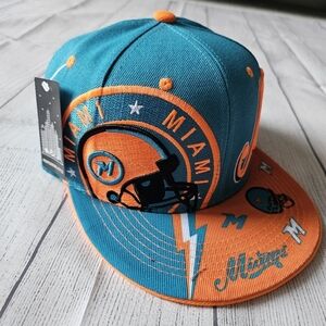 Teal and Orange Miami Snapback Football Cap